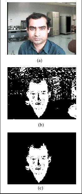 18 Figura 9 - Detecção da face por meio da cor da pele: (a) Imagem face típica. (b) Segmentação da cor da pele.