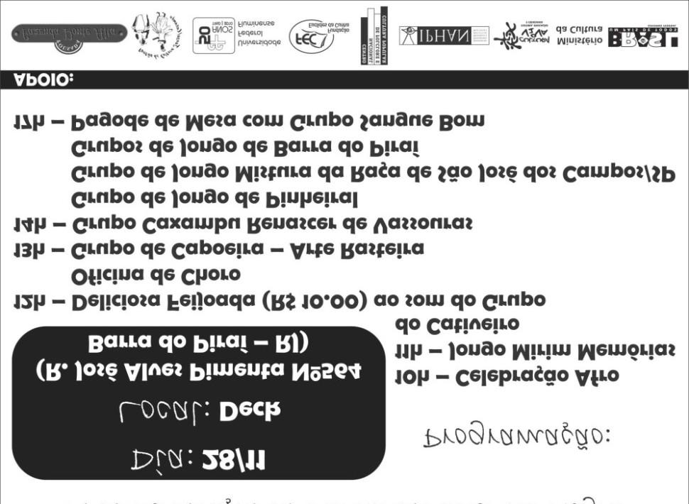 Cartaz do Evento Flyer da atividade da Associação Cultural Sementes D África (Barra do Piraí) em celebração ao Dia da Consciência