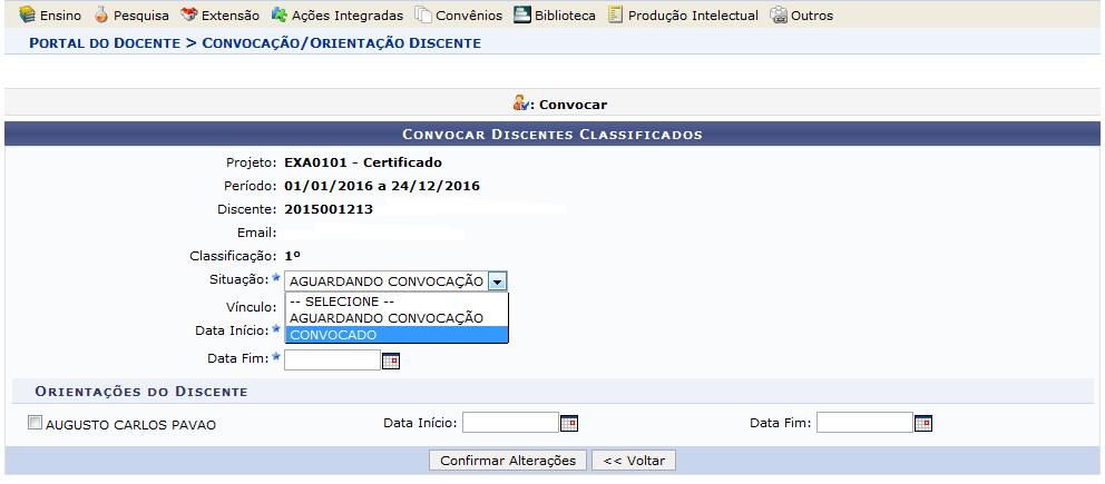 Figura 22. Alteração da Situação do Discente e Período da Monitoria Figura 23.