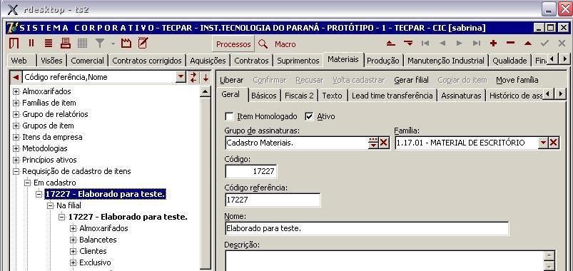 Após a conclusão desses passos, deve-se clicar em cima do nome do item principal e, na tela ao lado, clicar em LIBERAR.