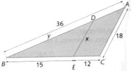 Os lados de um triângulo medem 8 cm, 18 cm e 16 cm. Um triângulo semelhante a esse tem 63 cm de perímetro. Determine os lados do segundo triângulo. 28.