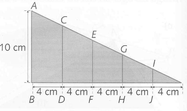 Desprezando a largura dos pilares, qual é a altura do terceiro pilar, em metros? 68. Na figura, ABCD é um quadrado e CF AG 2. Calcule CE. 69.