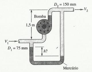 Qual deve ser a leitura h do manômetro de mercúrio. 13.) O fluido manométrico da figura é o mercúrio.