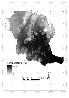 Figura 1: Mapas dos parâmetros climáticos, edáficos e de relevo definidos para a realização do zoneamento. 3.