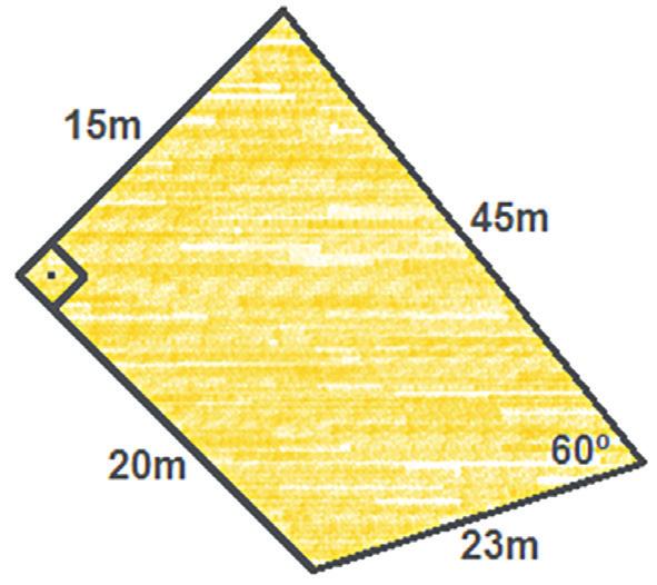 Figura 8: Terreno de Dona Clotilde em forma de um quadrilátero irregular. Podemos visualizar um ângulo reto e outro ângulo de 60º.