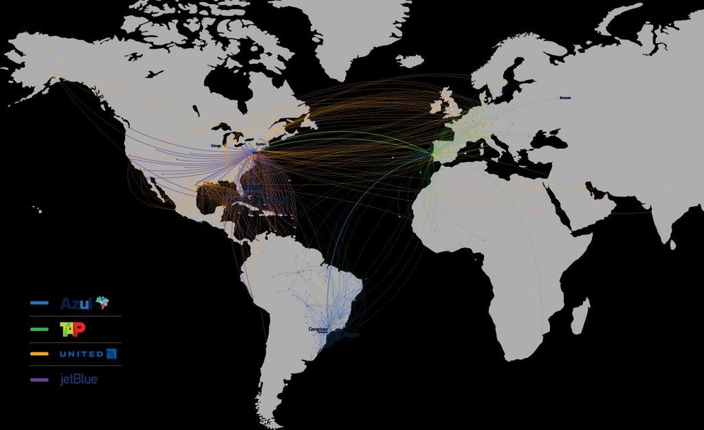 Expansão Internacional Disciplinada Voos de nossos hubs para os