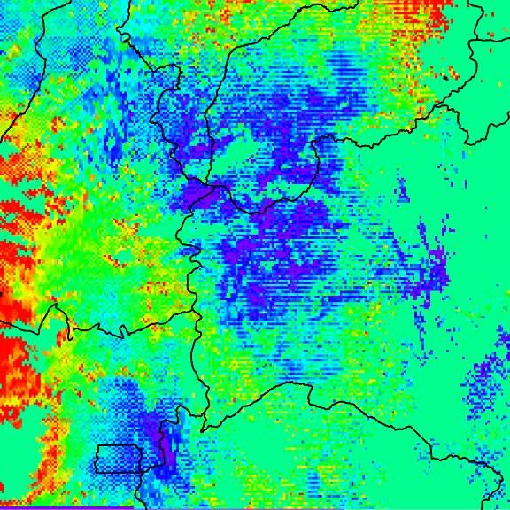 Imagens correspondentes aos planos atmosféricos de aerossol, vapor d água (g/cm2 ) e ozônio (cm.