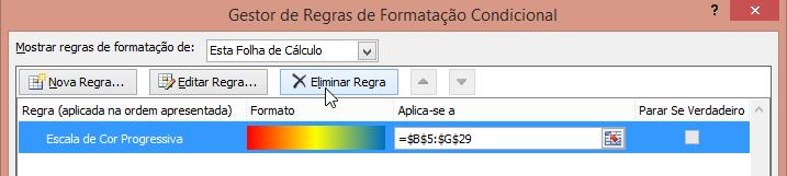 Formatação condicional eliminar regras Em