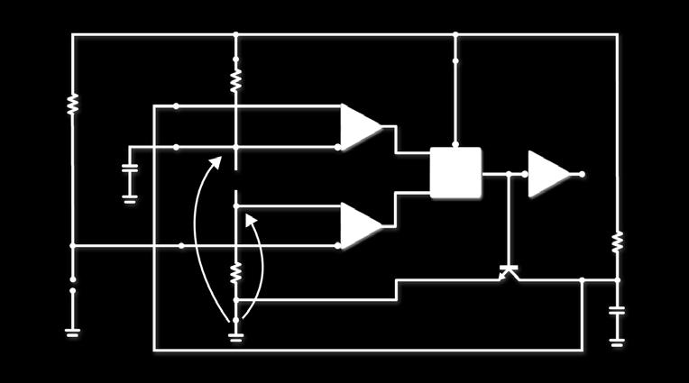 Para o circuito em análise, a condição estável ocorre quando V =, pois nesse caso a base do transistor T está com nível alto e o transistor saturado; portanto, o capacitor não consegue se carregar.