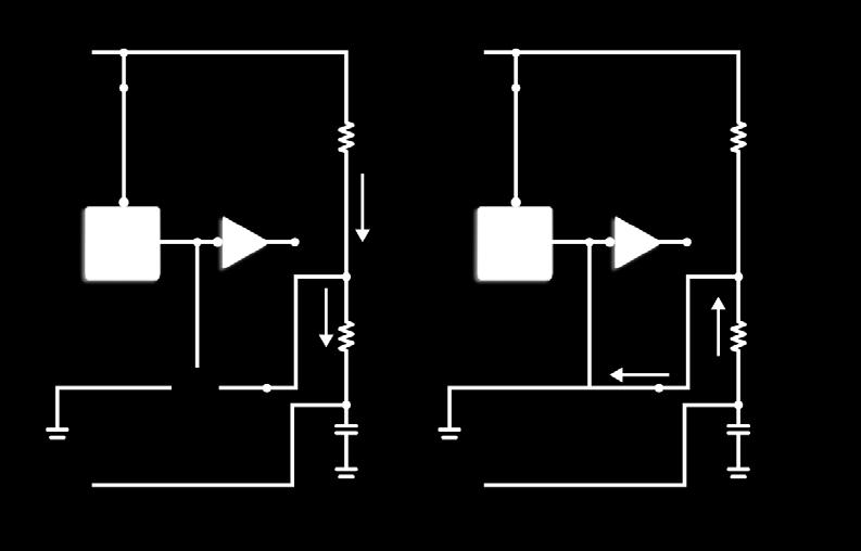 eletrônica APÍTULO Figura. Astável: a) circuito básico e b) circuito com diagrama de blocos interno.