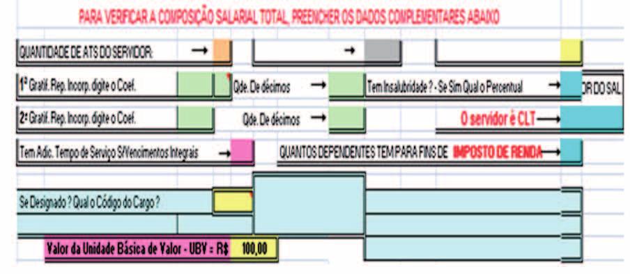 FIGURA 5 FIGURA 3 A figura 3 representa uma fração da planilha JA INC (décimos já incorporados), cuja função é apresentar os cálculos do valor dos décimos incorporados.