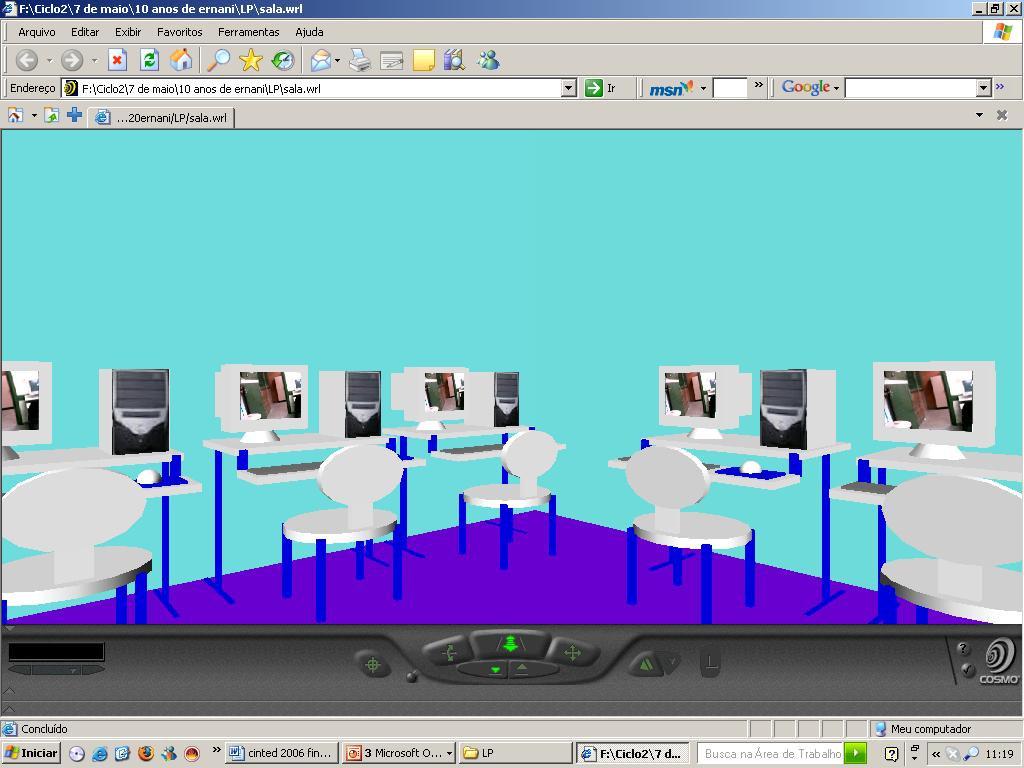 Vista parcial da Sala de informática modelada com base