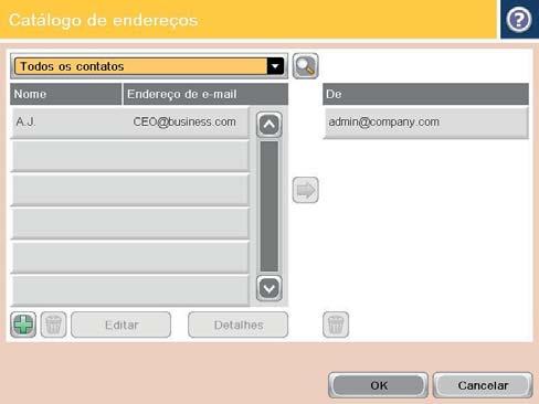 1. Na tela Inicial do painel de controle do produto, toque no botão E-mail. NOTA: senha. Se solicitado, digite seu nome de usuário e 2.