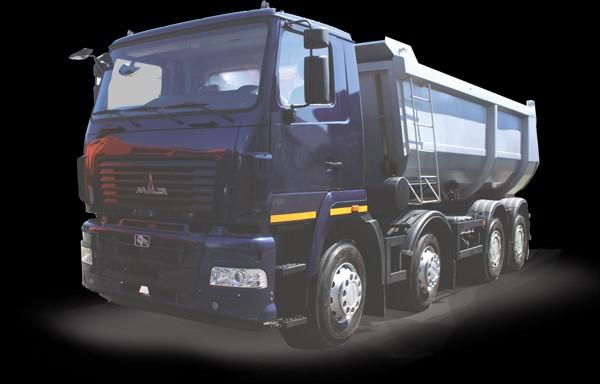 МАЗ6516В9480 Caminhão de lixo com distribuição traseira, projetado para transportar grandes variedades de carga a granel.