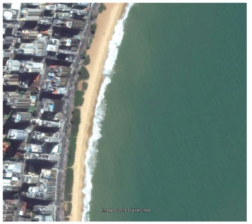 O mapeamento foi realizado através de interpretação visual da linha de costa (independentemente de ser evidente a presença de cúspides) identificadas nas praias em 10 imagens de satélites