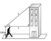 2- (UFSC) Na figura, abaixo, determine o valor de x: AD = x DC = x - 38 BD = y Resp: x=57 3- (Unicamp-SP) Uma pessoa de 1,65 m de altura observa o topo de um edifício conforme o esquema abaixo.