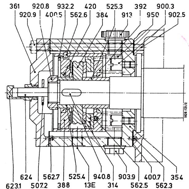 Fig. 24 Dispositivo para compensação do empuxo axial com óleo sob