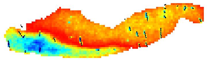 CAPÍTULO 4 a) Imagem da realização 1 b) Imagem da realização 2 1 ESC 2 - Fissural 3 - Maciço c) Imagem da realização 3 d) Imagem de probabilidade de ocorrência de ESC e) Imagem de probabilidade de