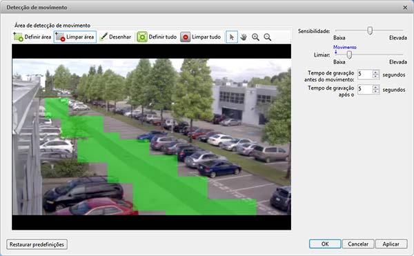 ACC5 Cre Figura A. Caixa de diálg Detecçã de Mviment 2. Mva cntrle deslizante Sensibilidade para ajustar quant cada pixel deve mudar antes de ser cnsiderad mviment.