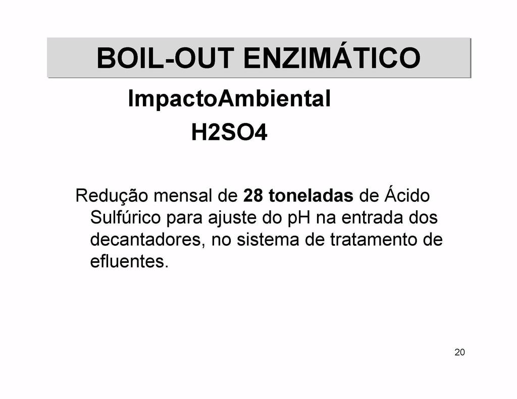 ImpactoAmbiental H2SO4 Redugao mensal de 28 toneladas de Acido Sulfurico para