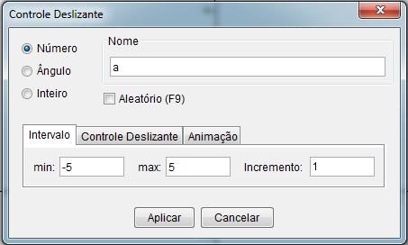 Função Quadrática (2º grau) Vamos criar três Controles Deslizantes, um com o