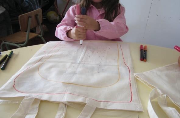 utilizando as duas mãos, uma por cima da outra, para manuseá-las (diário de aula).