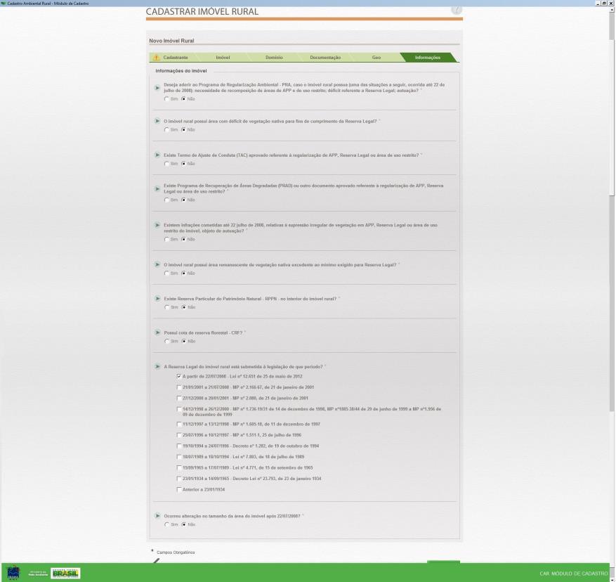 FIGURA 29 Cadastrar Imóvel Rural Informações Este é o último passo do cadastro.