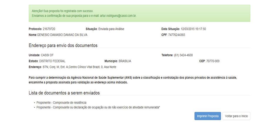 Caso sua proposta tenha sido registrada com sucesso, esta mensagem será exibida.