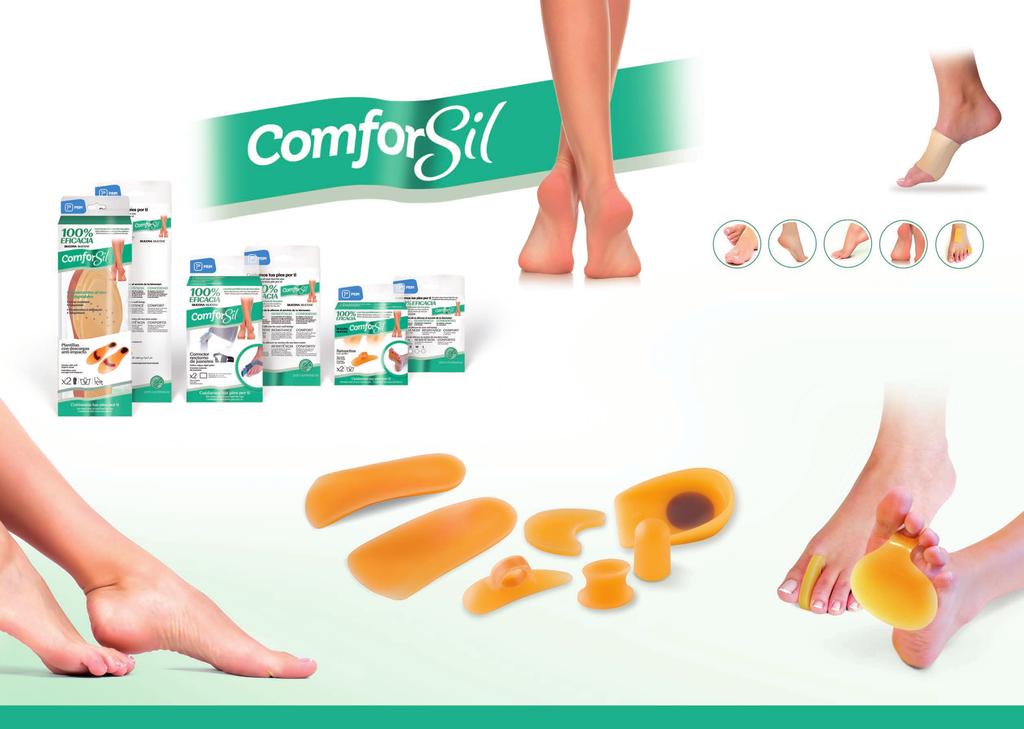 Com aplicações específicas para cada zona do pé Com uma gama de mais de 50 produtos específicos, Comforsil oferece soluções eficazes para qualquer patologia que afete os dedos, a planta do pé, o