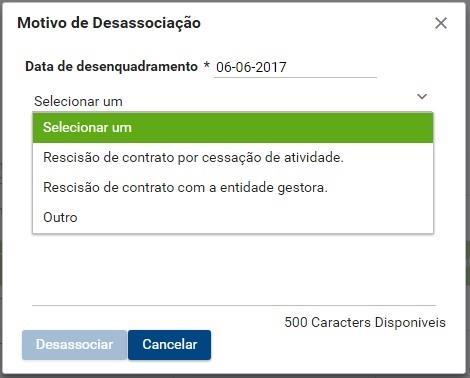 Selecionar o produto com o estado enquadrado e pressionar o botão Desassociar. 4.