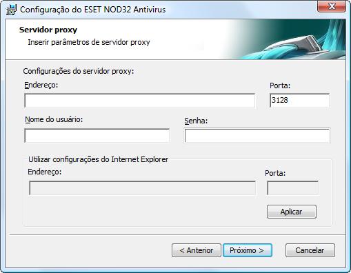 Utilize as mesmas configurações do Internet Explorer e clique em Avançar. Se não utilizar um servidor proxy, selecione a opção correspondente.