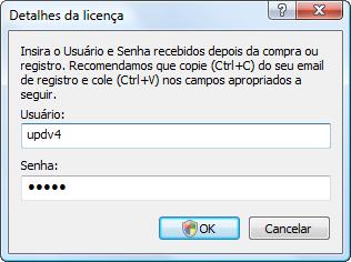 Se você não digitou o seu nome de usuário e a senha durante a instalação, poderá digitá-los agora.