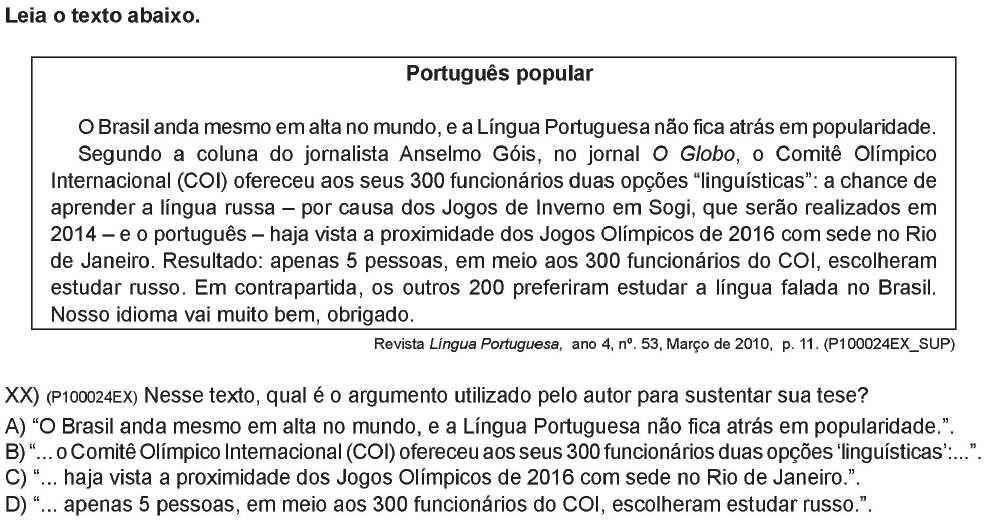 Descritor: D8 Estabelecer relação entre a tese e os