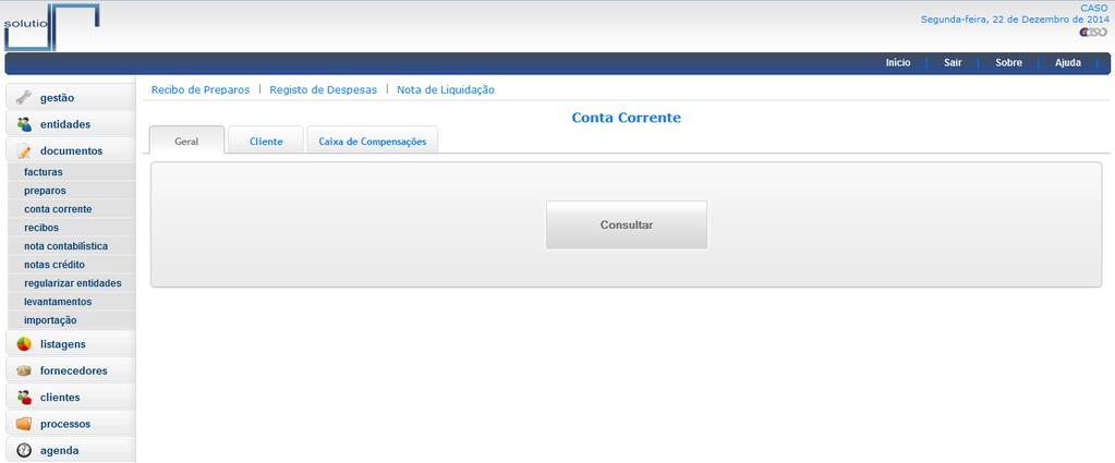 Para que a consulta na página de conta corrente Geral não se torne muito lenta quando existem muitos documentos, agora é possível configurar uma opção para carregar a informação da conta corrente