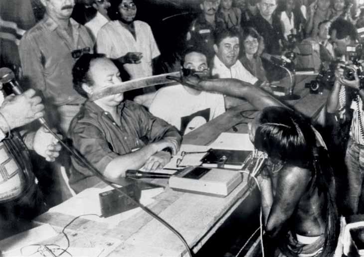 1988 Raoni Metuktire tem o apoio do músico Sting para a homologação da Terra Indígena Kayapó, em show promovido pela Anistia Internacional em São aulo.