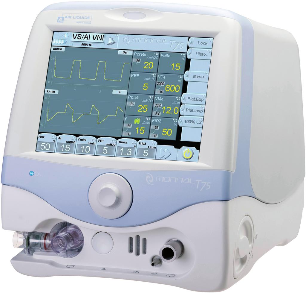 Monitoramento total do paciente Funções avançadas - Curvas de ventilação e opções de loops - Medição e exibição permanente de 8