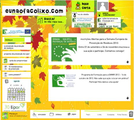 com. Com a colocação on-line do novo Portal Lipor o site www.eunaofacolixo.