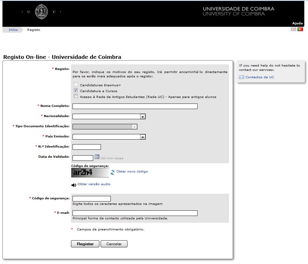 Preencha, então, os seus dados pessoais: nome completo, nacionalidade, tipo de documento de identificação, país de emissão, nº identificação, data de validade e e-mail.