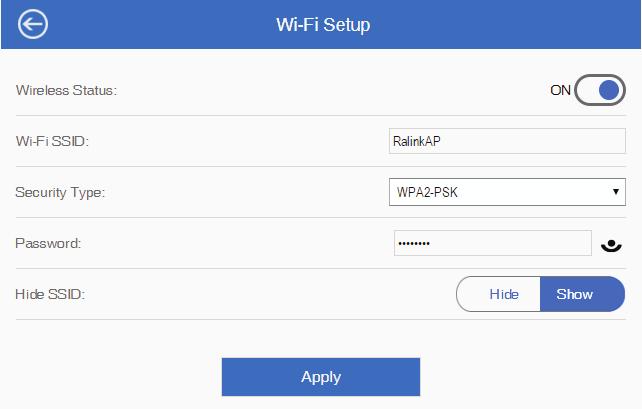 Clique em Aplicar. Em seguida, o Dispositivo irá reiniciar. Após o término da reinicialização, por favor, acesse as configurações de WLAN do seu dispositivo e conecte-o ao SSID do Wi-Fi.