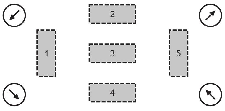 9) Quatro bússolas estão colocadas no tampo de uma mesa de madeira, nas posições ilustradas na figura.