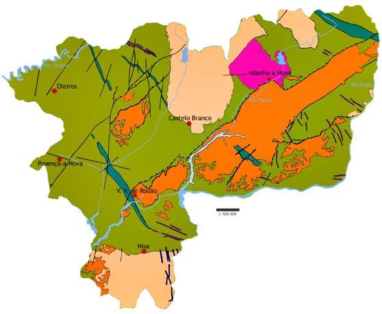 A Geodiversidade do Geopark Naturtejo A Carta Geológica simplificada A maioria do território do Geopark é constituída por rochas do Neoproterozóico (610-542 Ma), conhecidas como Grupo das Beiras.