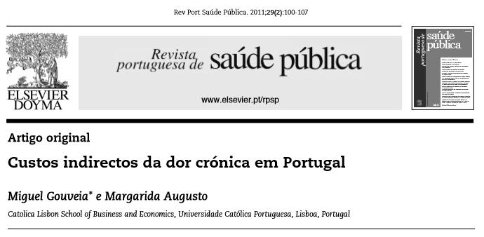 CUSTOS INDIRETOS DA DOR CRÓNICA (costas