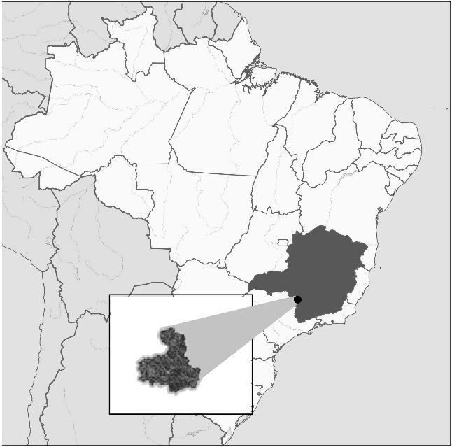 47 Figura 1 Localização do município de Nova Resende no sul do estado de Minas Gerais, Brasil. (Fonte: Secretaria de Estado de Turismo de Minas Gerais, imagem editada).