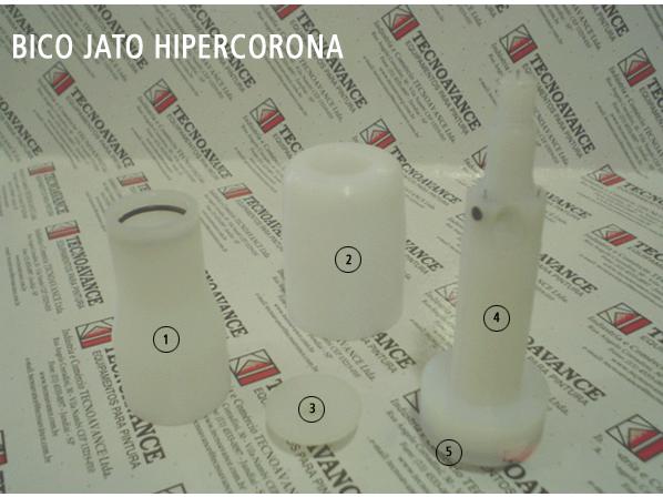 BICO HIPERCORONA 1- Capa externa do jato circular 2- Porca da Pistola