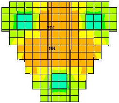 C1-1 (36,74x36x74) C-1 (18x75) C3-1 (75x18) Figura 11 - Campos de tensão de compressão blocos sobre três estacas (vista de cima).
