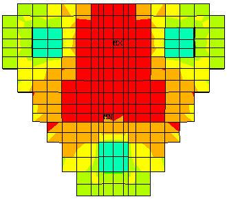 É mostrada uma vista da parte inferior dos modelos, onde pode se observar os contornos dos campos de tensão de tração para os modelos