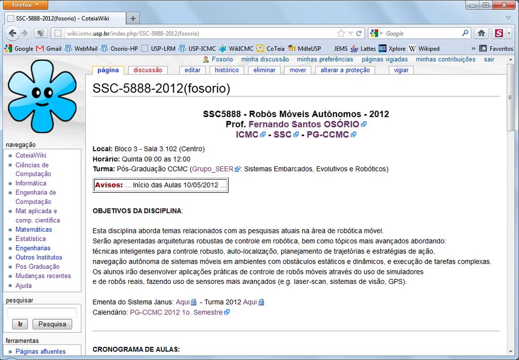 3. Material de Apoio WIKI do ICMC http://wiki.icmc.usp.br/index.php/ssc-5888-2014(fosorio) 15 Maio 2012 3.