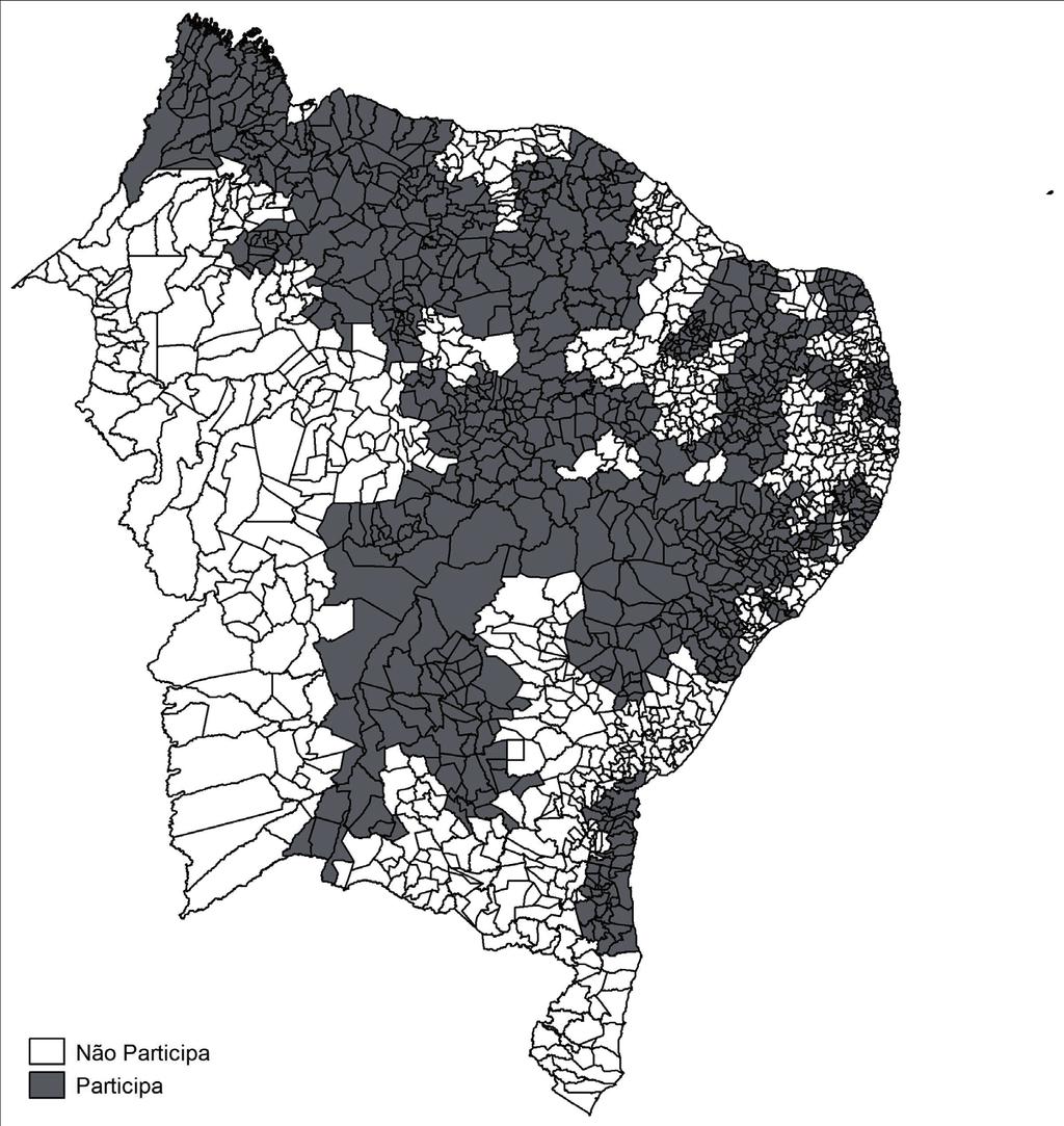 Texto para Discussão 1 7 2 9 A hora e a vez do desenvolvimento regional brasileiro: uma proposta de longo prazo Os municípios em branco e cinza estão abaixo da média regional e perpassam toda a