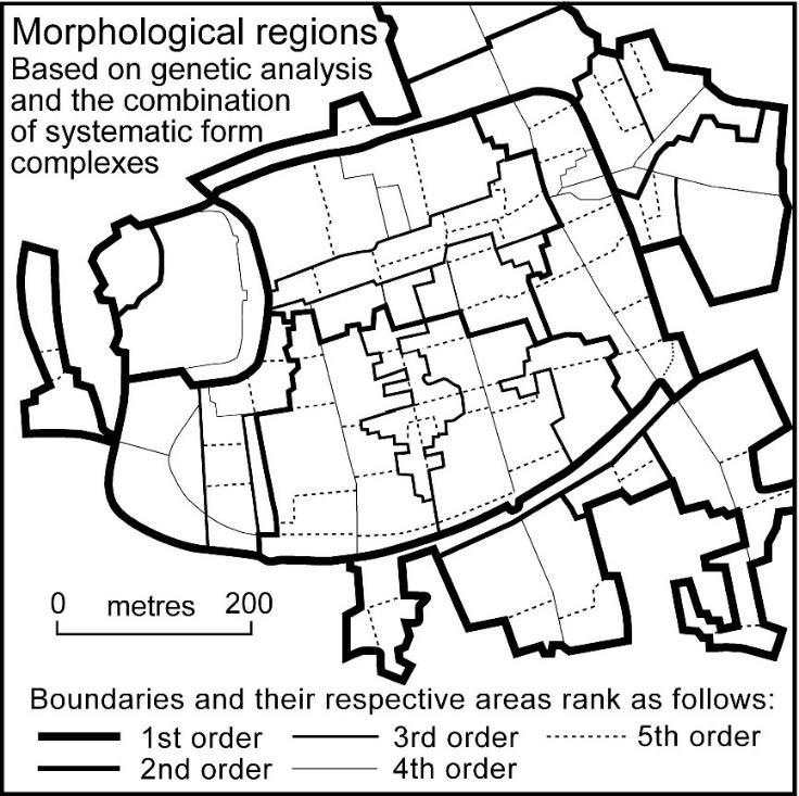 Figura 2.5. Ludlow Old Town regiões morfológicas (fonte: Conzen, 1988).