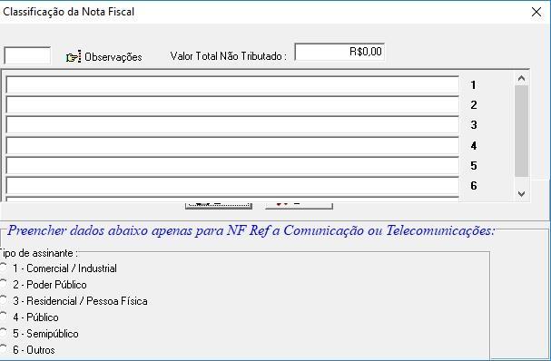 22 Telecomunicações, são os lançamentos de NF s referente às contas de telefone e também são necessárias informações complementares